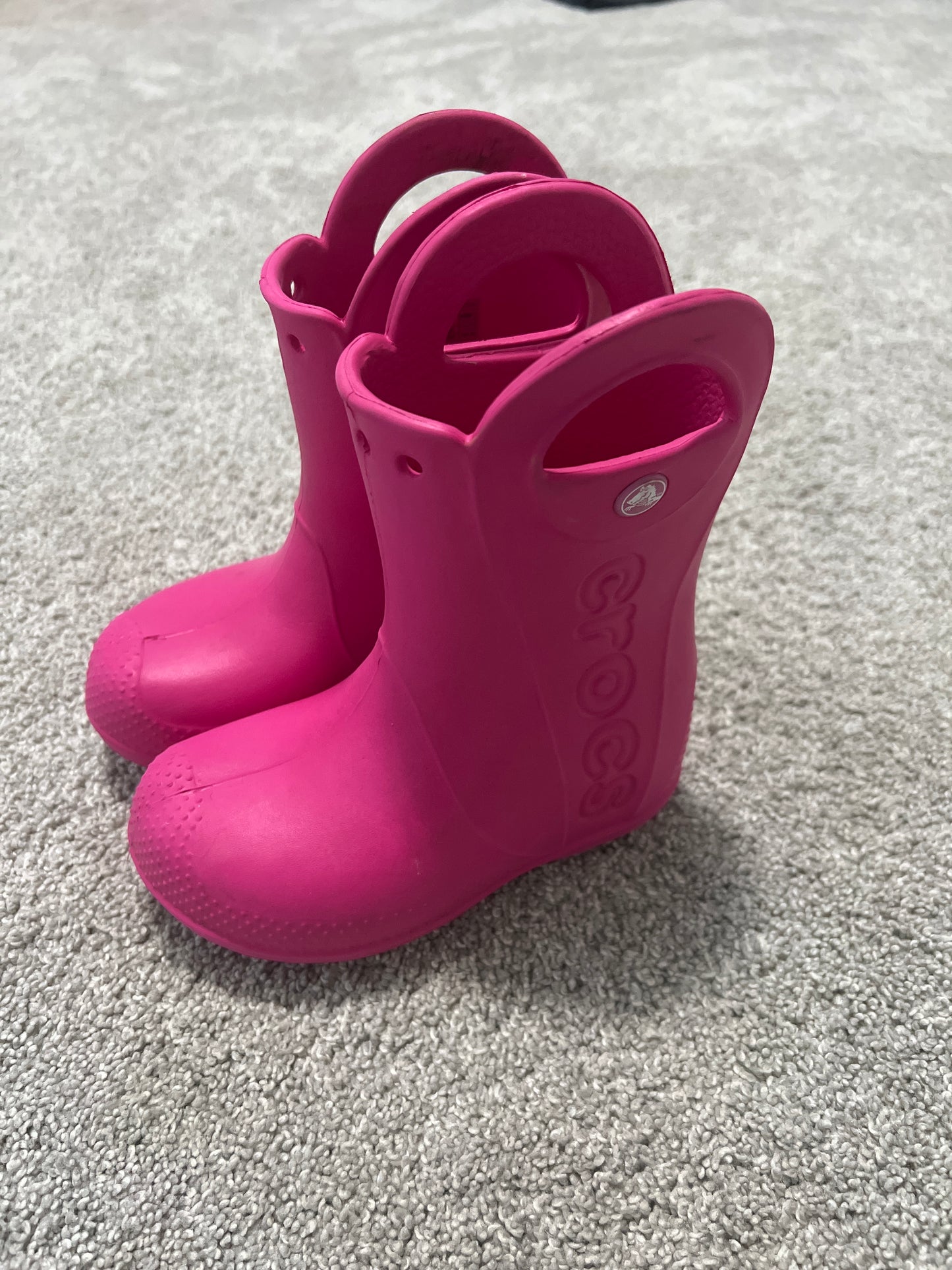 Girls Pink Croc Rain Boots Size 10C