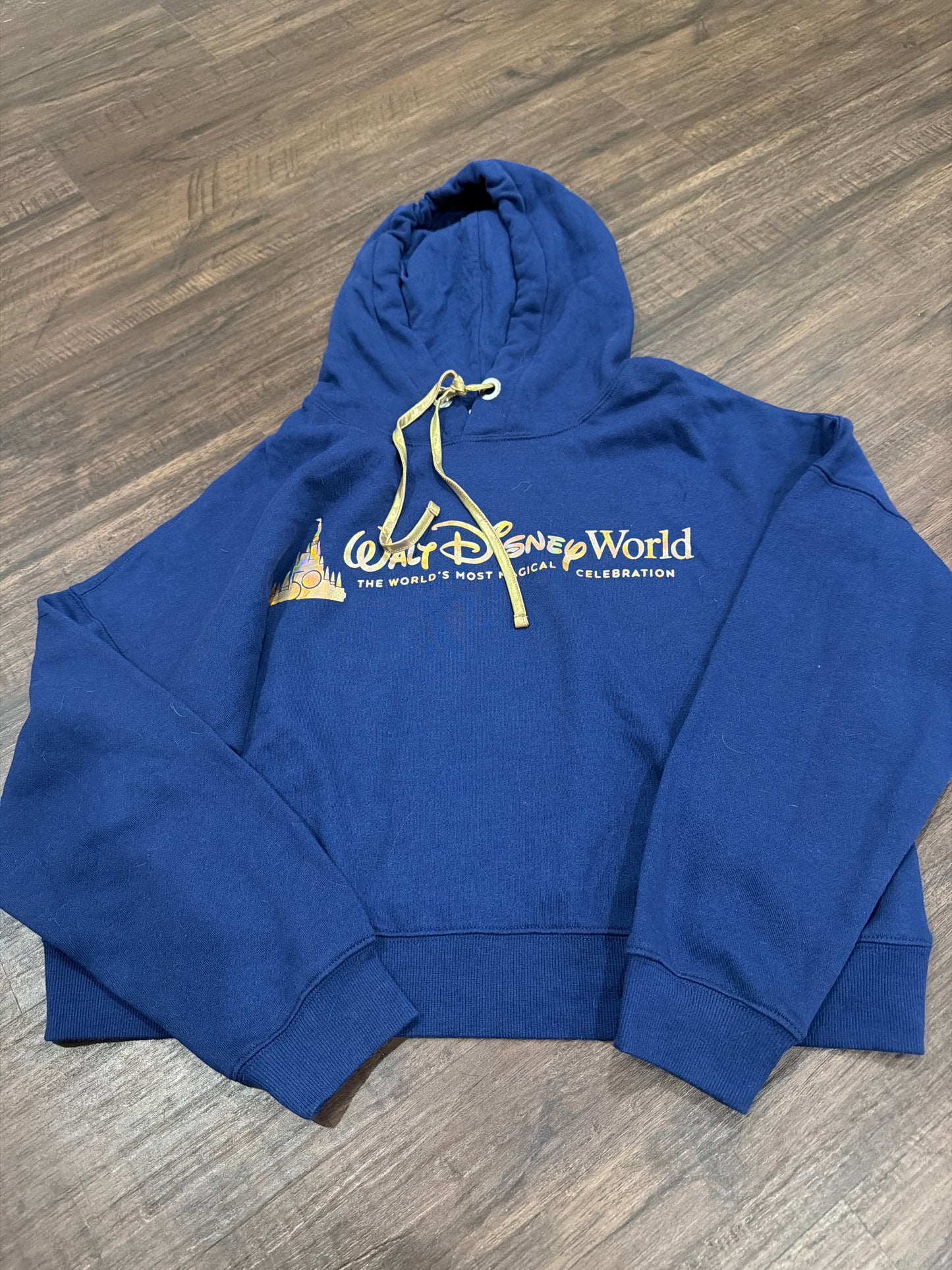 #107 nwt- size Medium womens Disney cropped hooded sweatshirt