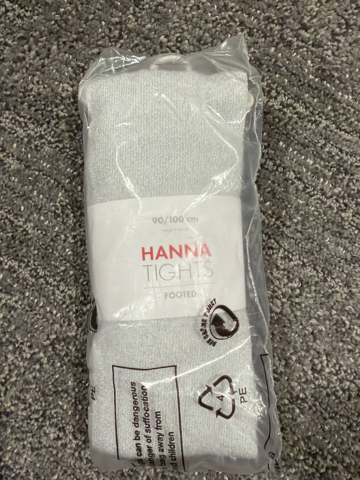 #133 Hanna footed 90/100 tights silver sparkle