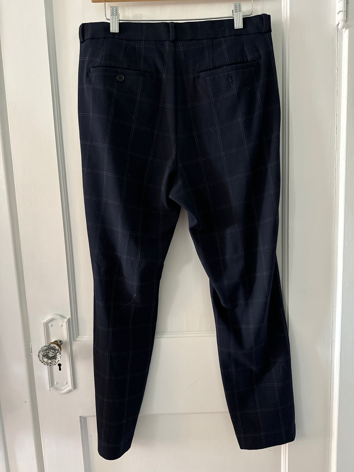 H&M Navy Blue Window Pane Pants, Size 32R, Like New, PPU Norwood