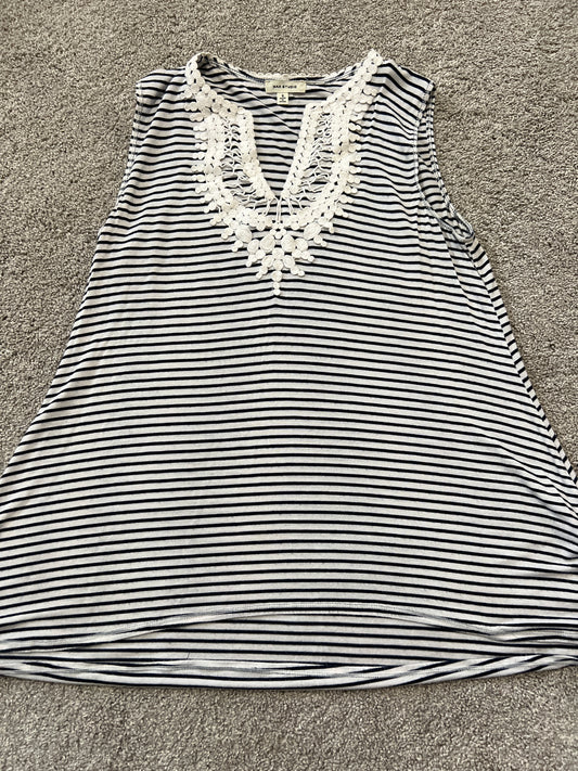 Striped Tank with Crochet Detail Size S