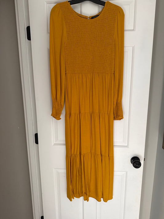 #96 Womens Smocked Waist Midi Dress S