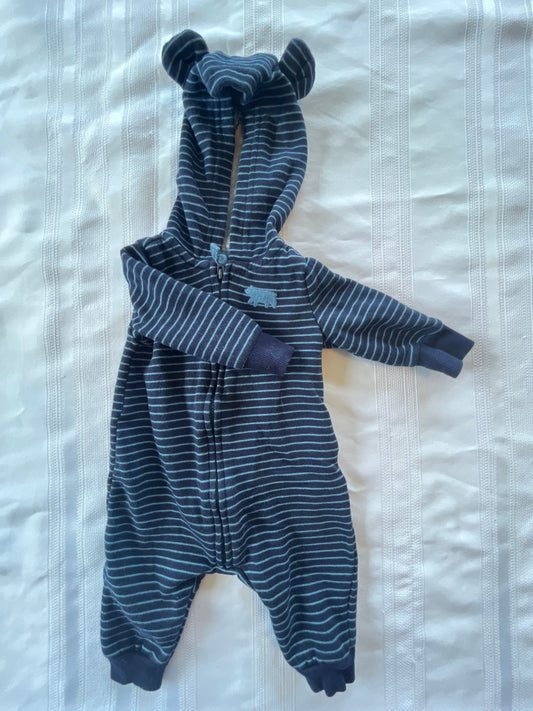 #57  Boys 3 mo hooded romper EUC