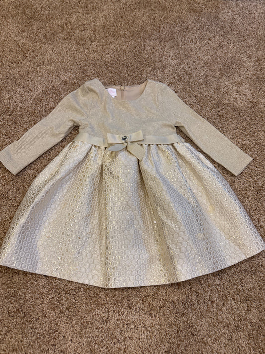 #47, girls 18mo, Bonnie Baby gold long-sleeve dress