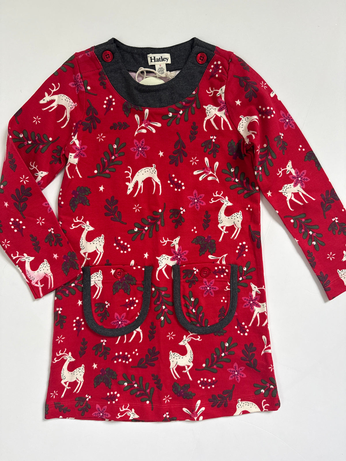 #64 Hatley NWT Mistletoe Deer Mod Dress Size 5