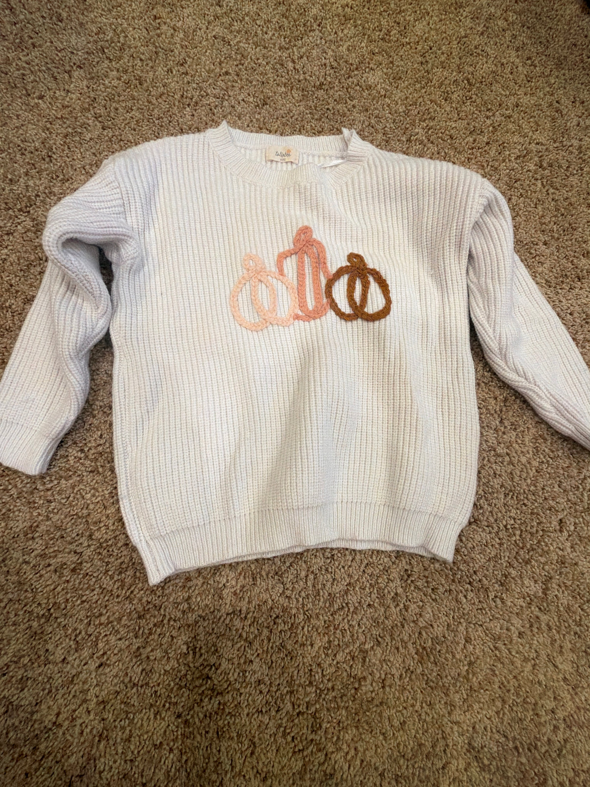 #47 girls 4/5T tallabee pumpkin sweater