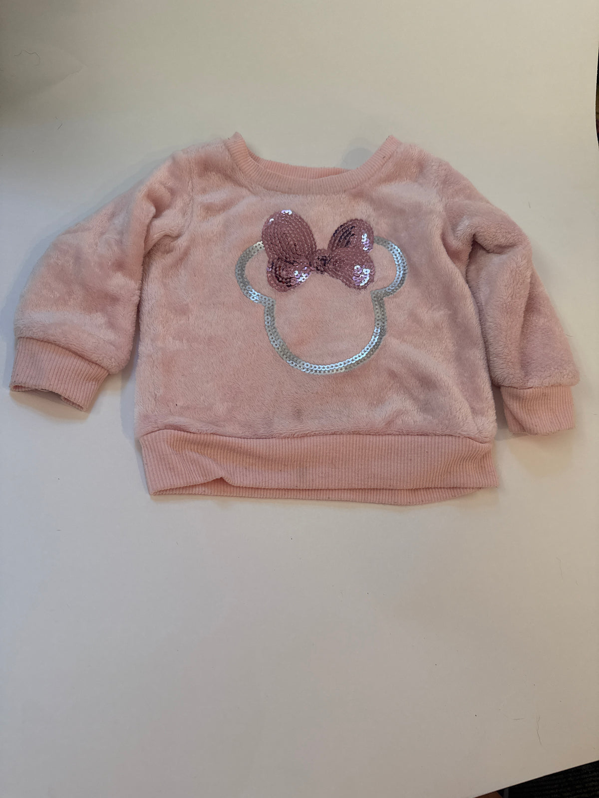 #170 Disney Minnie sequin pink super soft sweatshirt girls 12 months