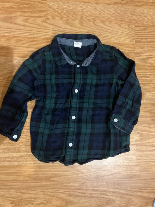 89A H&M 12 month boys button down Flannel VGUC