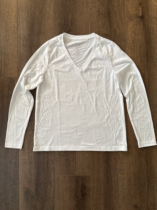 #173-women's long sleeve T size M, white