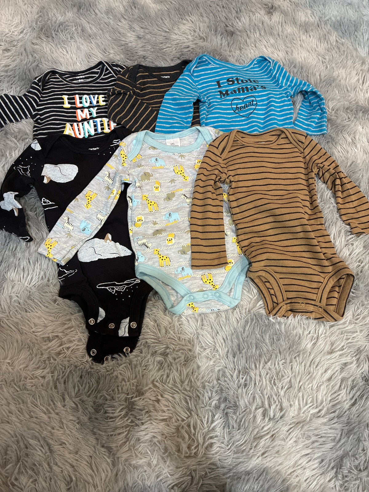 SCO46-long sleeve onesies-gender neutral-3-6 months-6 pack