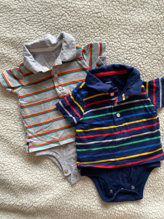 Carter’s boys 6 mo bundle of 2 polo style body suits