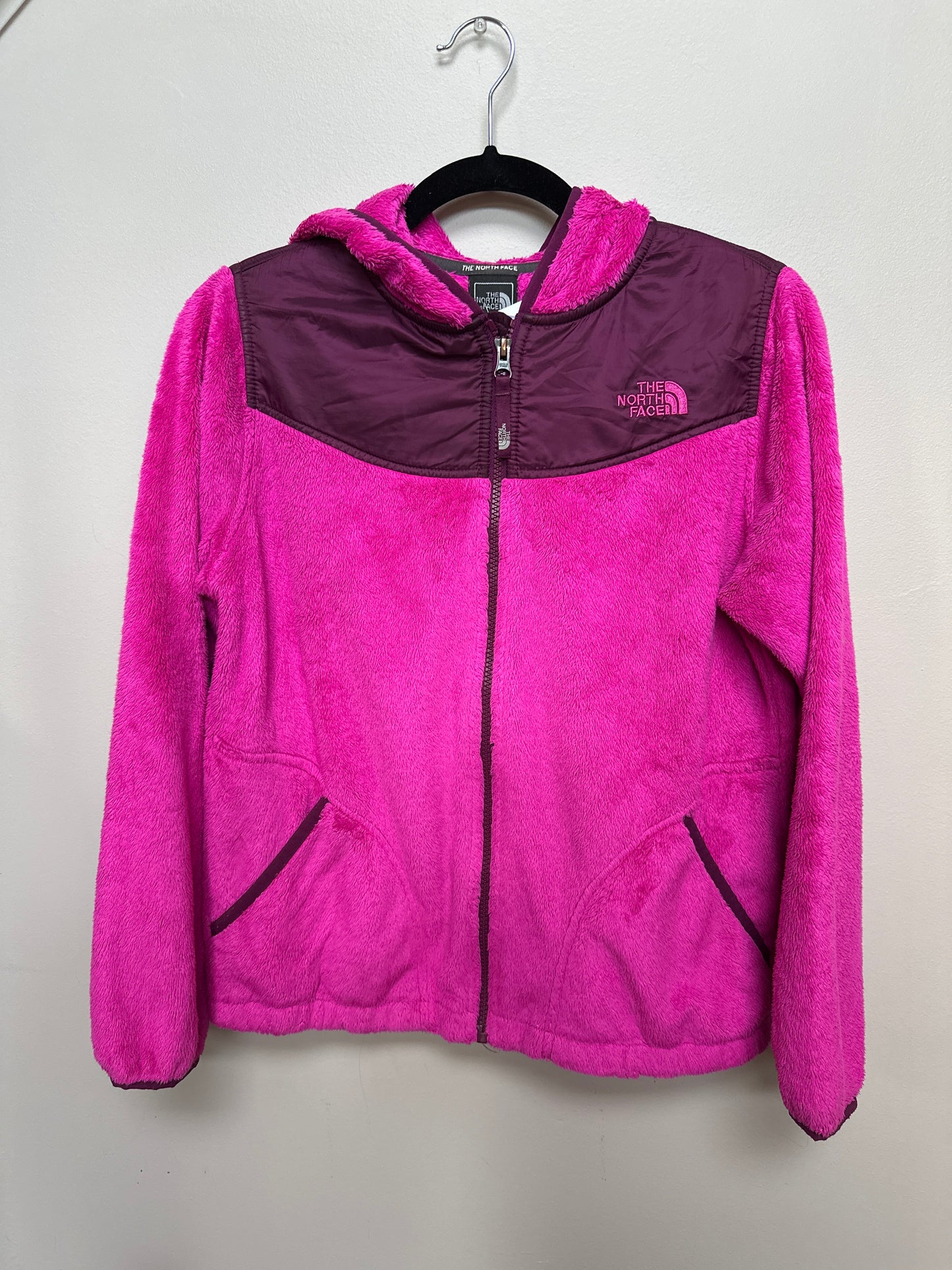 #133 North Face Girls Sz XL 16-18 Pink Fleece Hooded Jacket