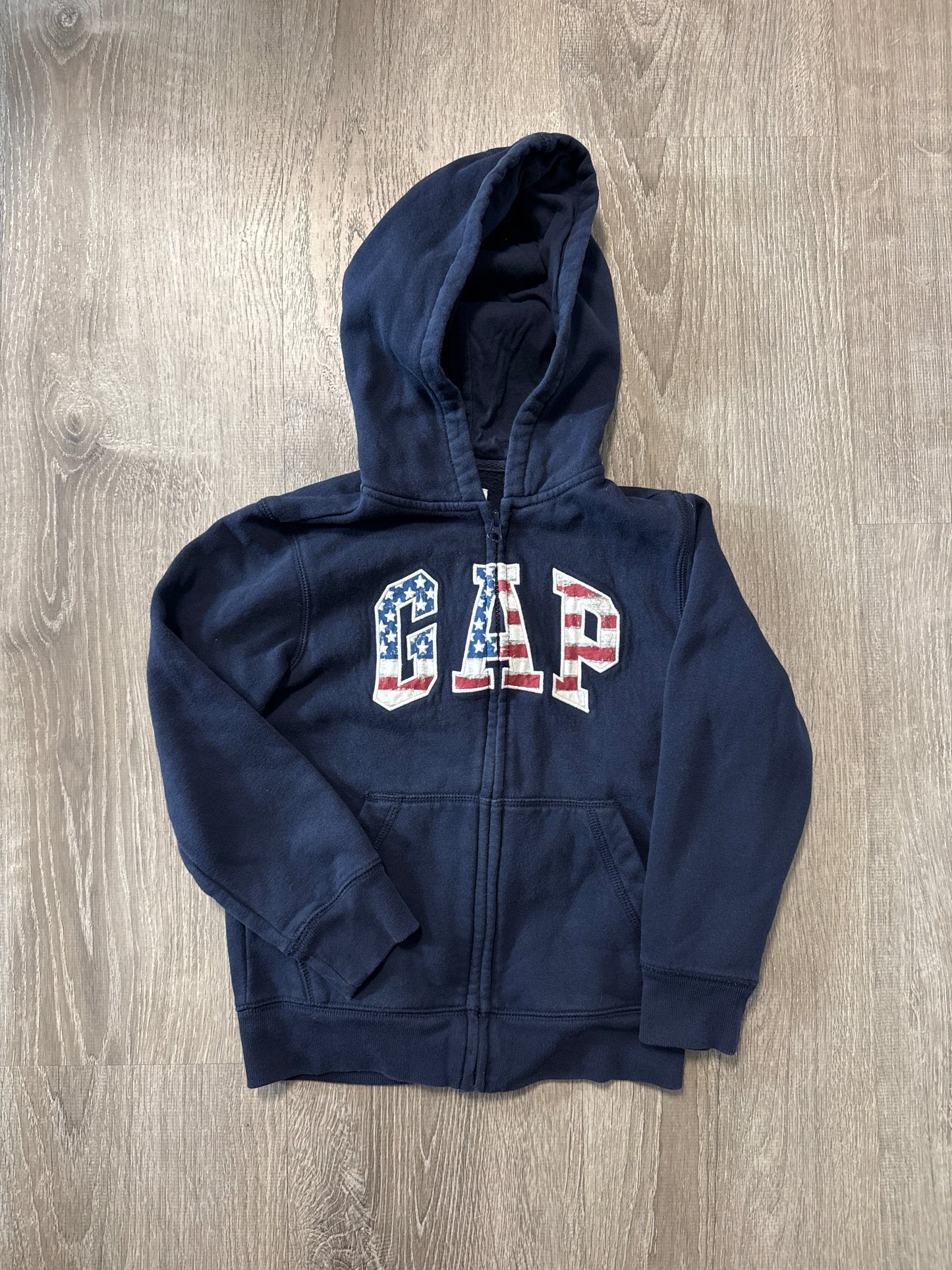 Seller #149 Boys Gap Kids zip up hoodie with flag logo size (6/7)