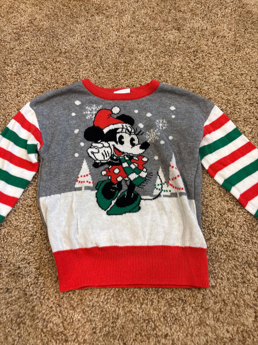 #47 girls 2T Minnie Mouse holiday sweater, Disney