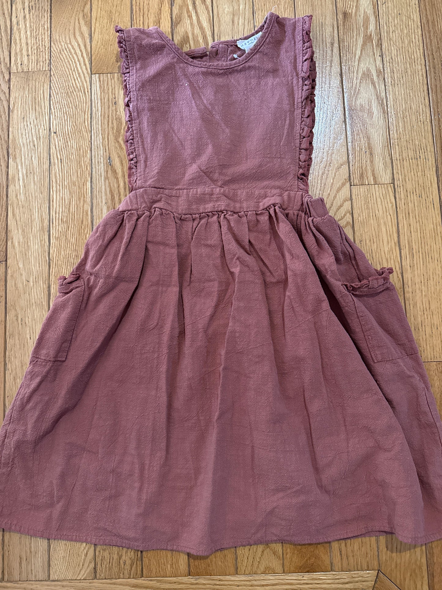 178 Hayden girl size medium rust color smocked dress with side pockets EUC