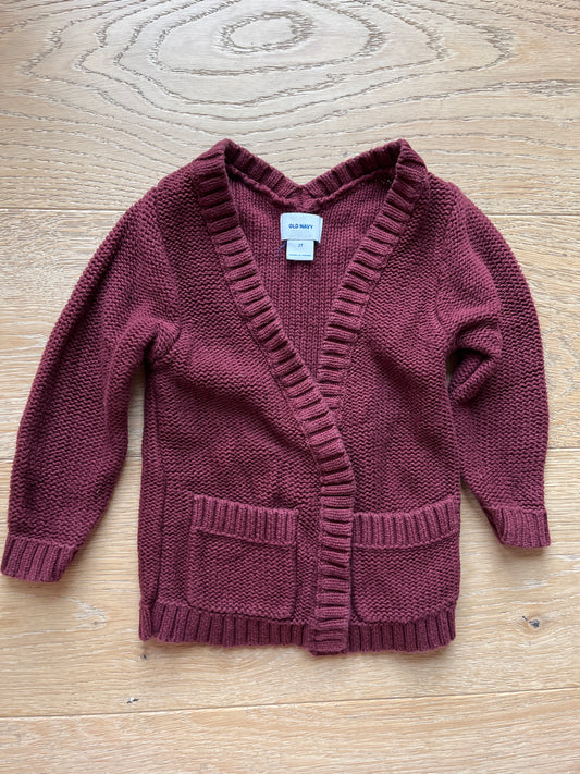 #110 Girls Old Navy 2T Burgundy Cardigan