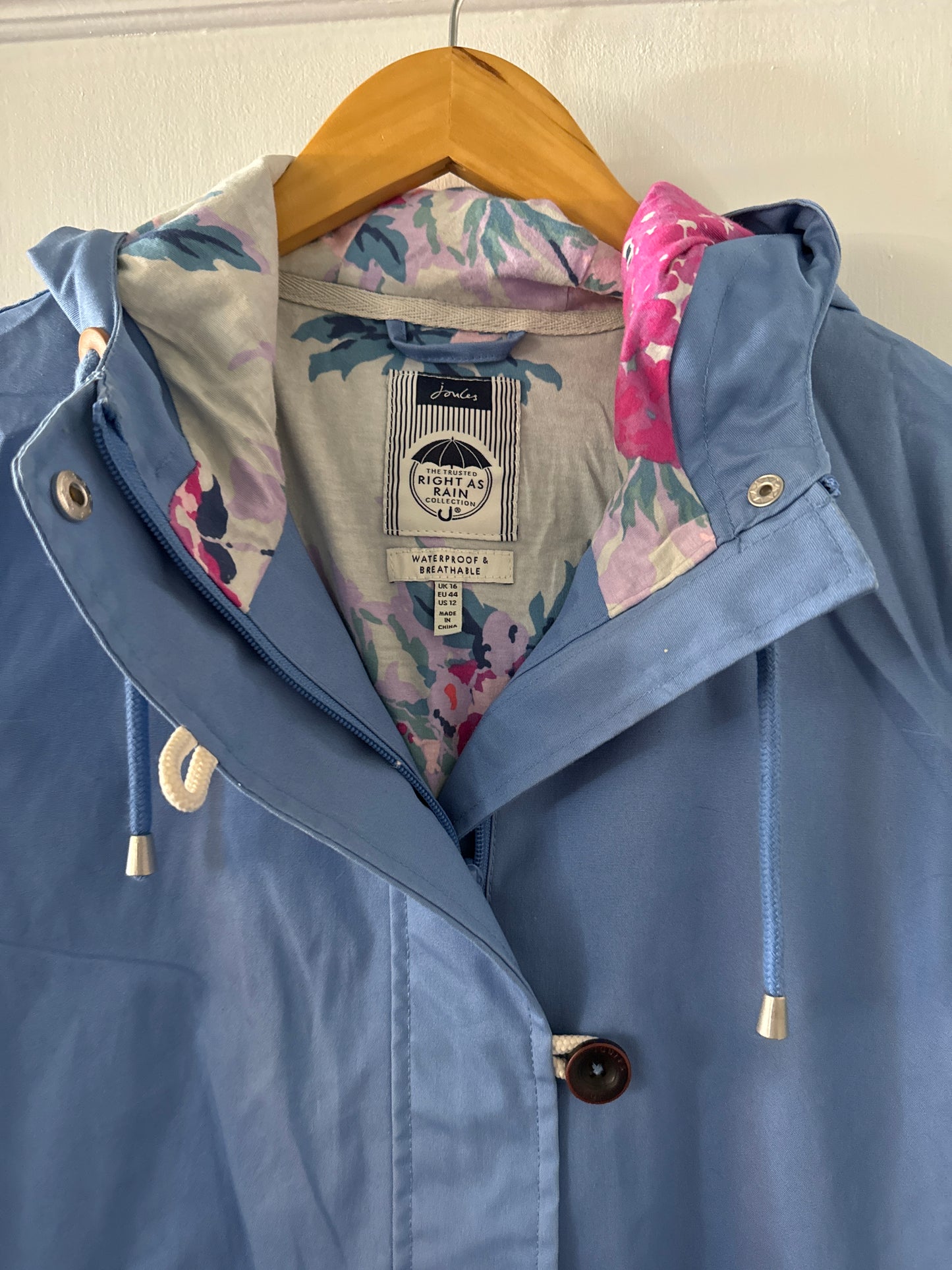 Joules "Right as Rain" Waterproof and Breathable Rain Coat, Size 12, Like New, PPU Norwood