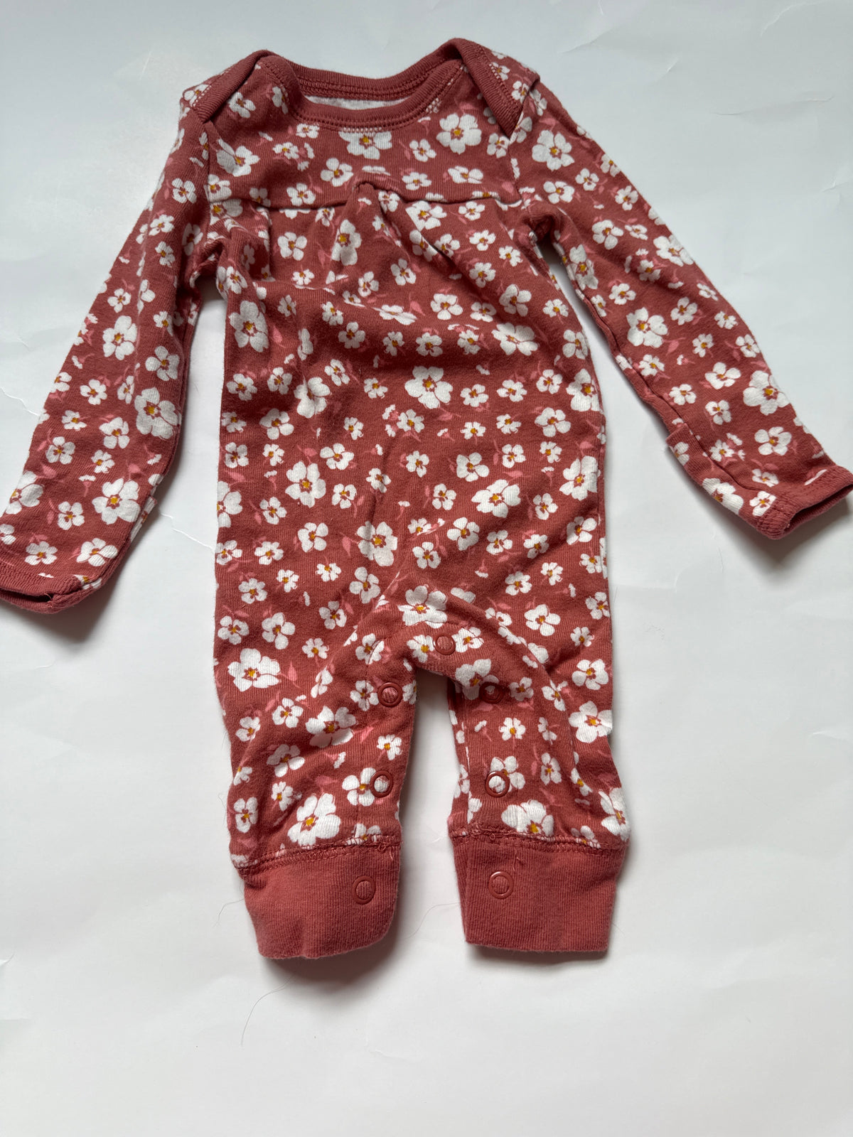 #170 Carters one piece outfit bundle (2) flowers and “I woke up this cute” girls newborn
