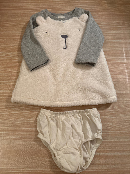 #102 Baby Gap Polar bear Fuzzy Dress 12-18 months