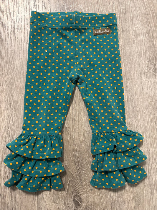 #149 Girls 12-18m Green and gold Matilda Jane ruffle leggingd