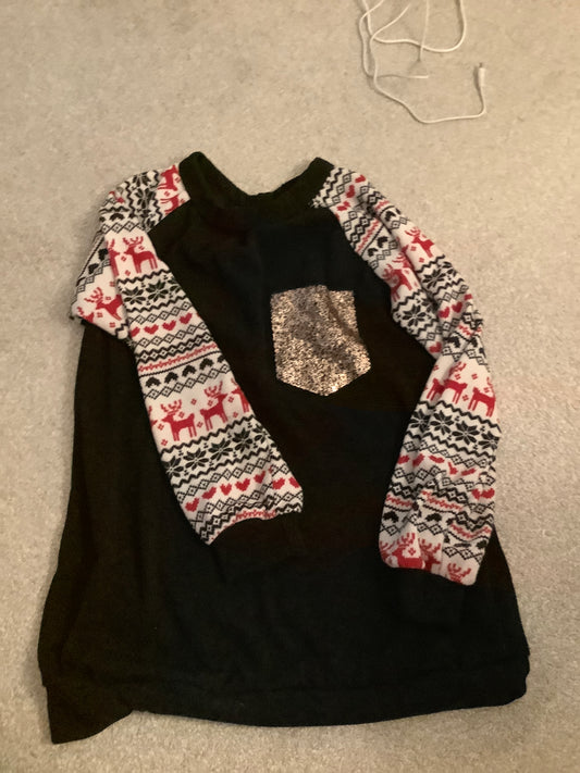 #130 Heimish Holiday Sweater with Sequin Pocket Sz M