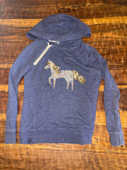 #182 7/8 unicorn zipper detail hoodie