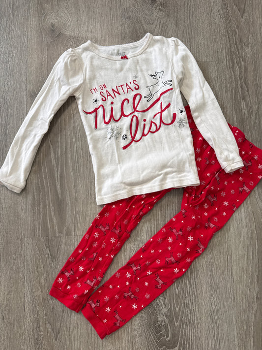 #149 Girls 4T carters Santa’s nice list pajamas