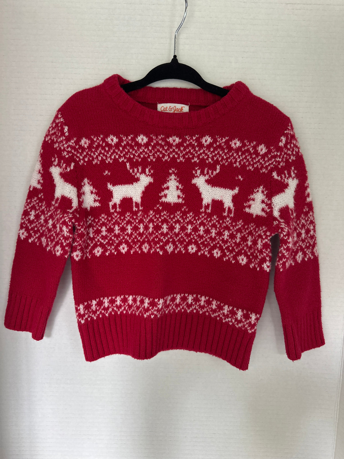 #146 Cat & Jack Red Holiday Sweater Boys 12M