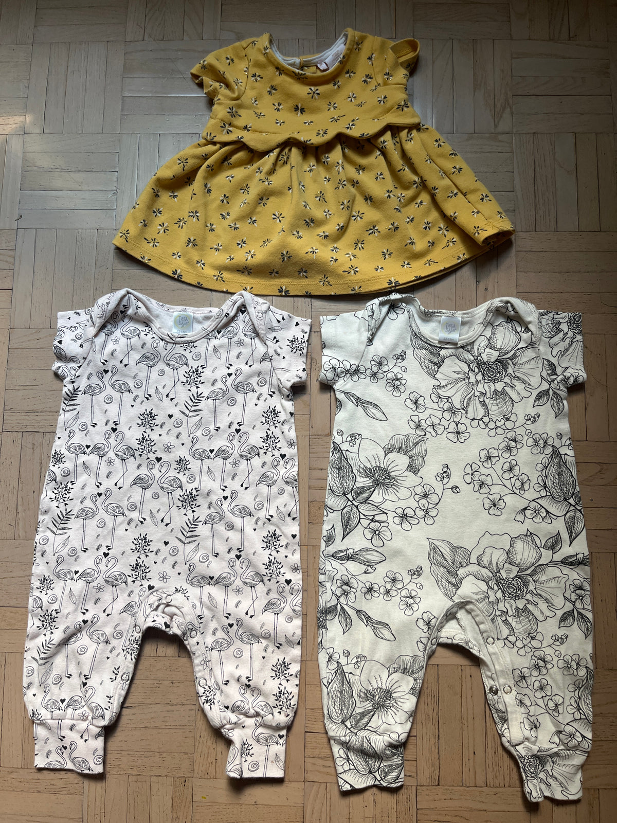 #195 Girls 12 month fall bundle, two bodysuits plus top