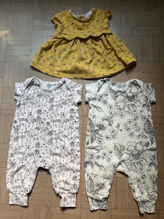 #195 Girls 12 month fall bundle, two bodysuits plus top