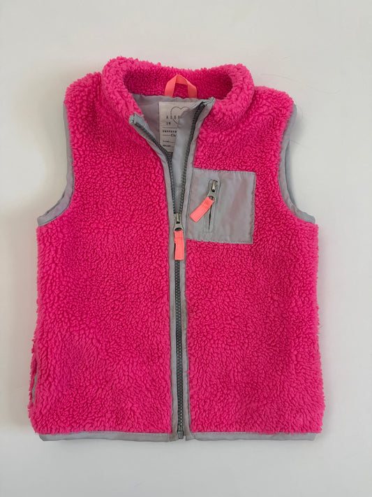 #64 Carters Pink Sherpa Vest Size 6
