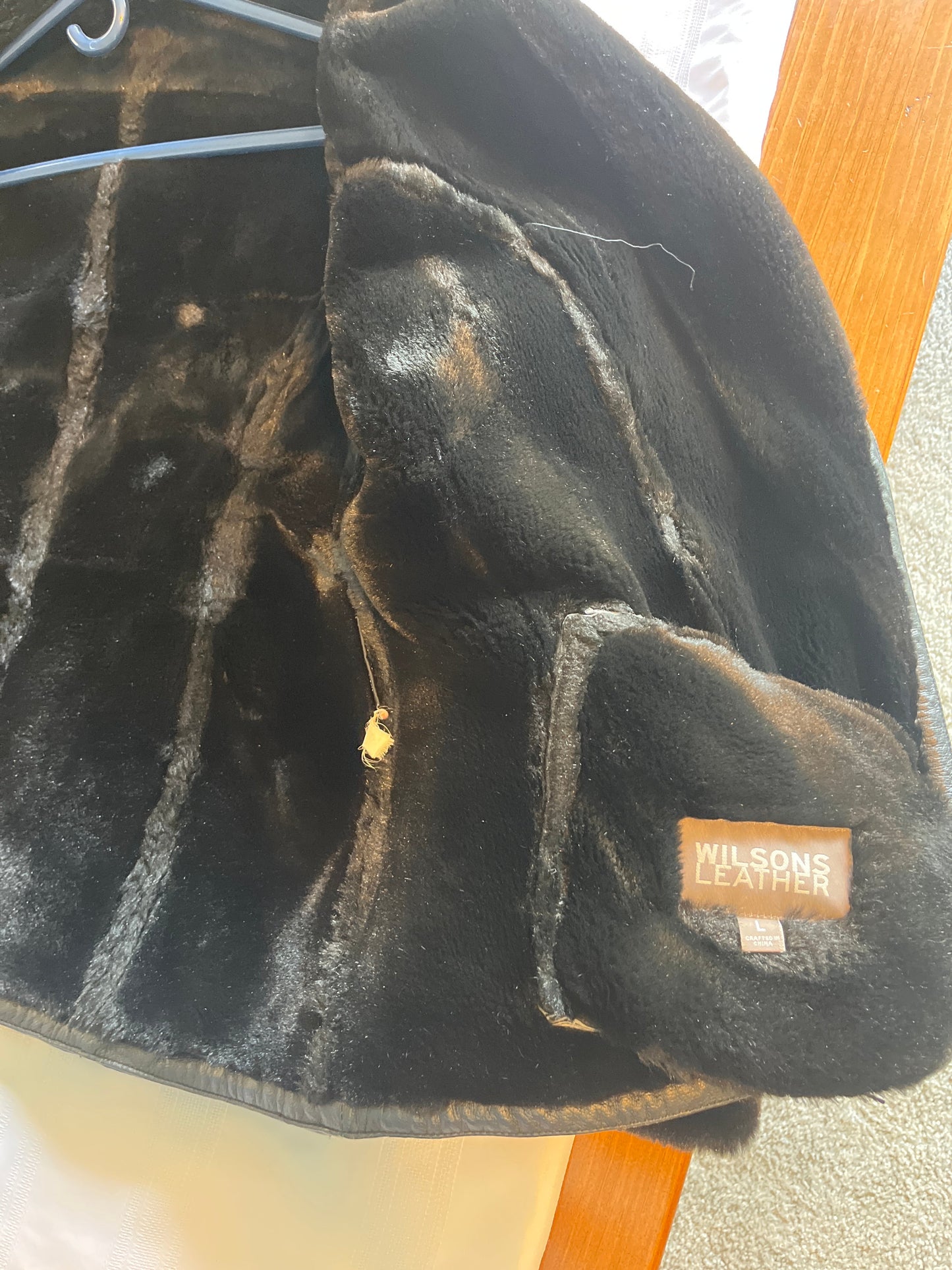 #29 Size L Women’s leather coat with gloves EUC