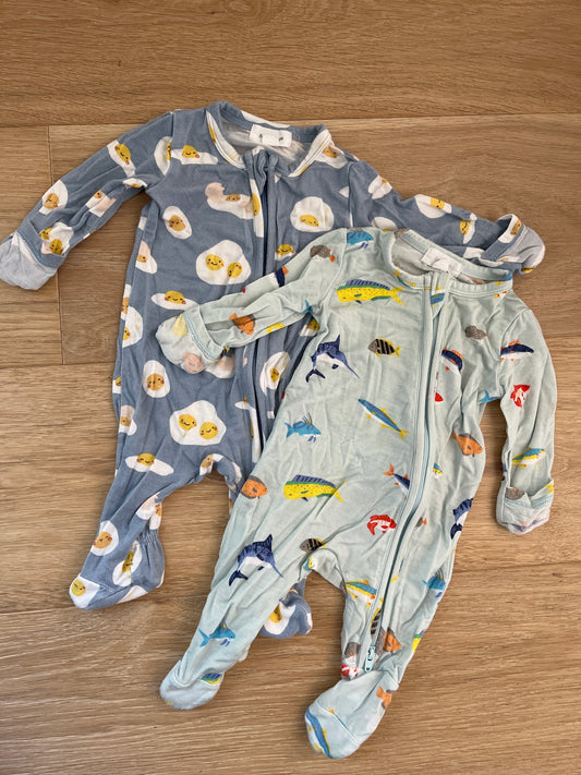 #100 Angel Dear Boys Newborn Zippered Pajamas - Set of 2