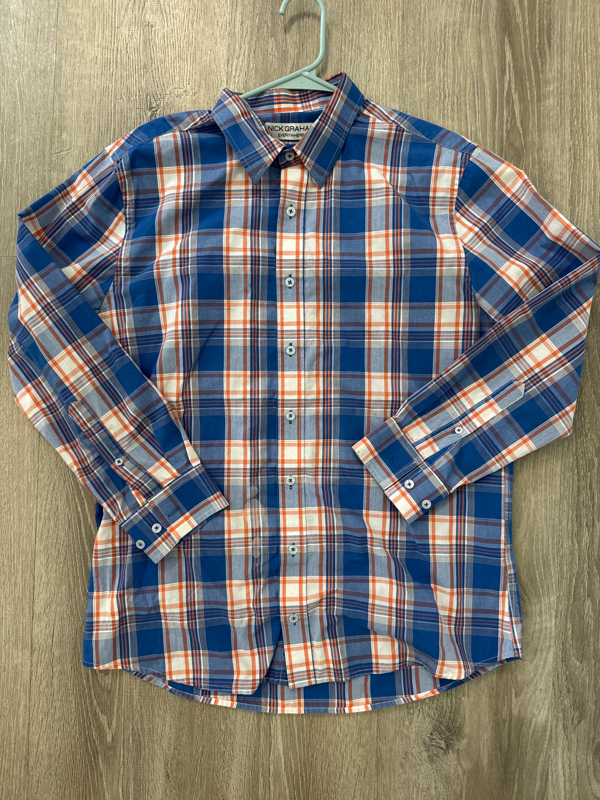 #149 Men’s L modern fit Nick Graham plaid button down shirt