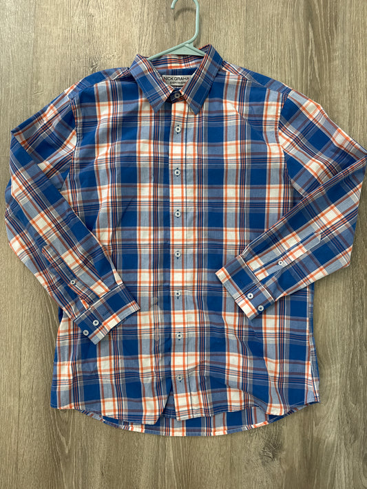 #149 Men’s L modern fit Nick Graham plaid button down shirt
