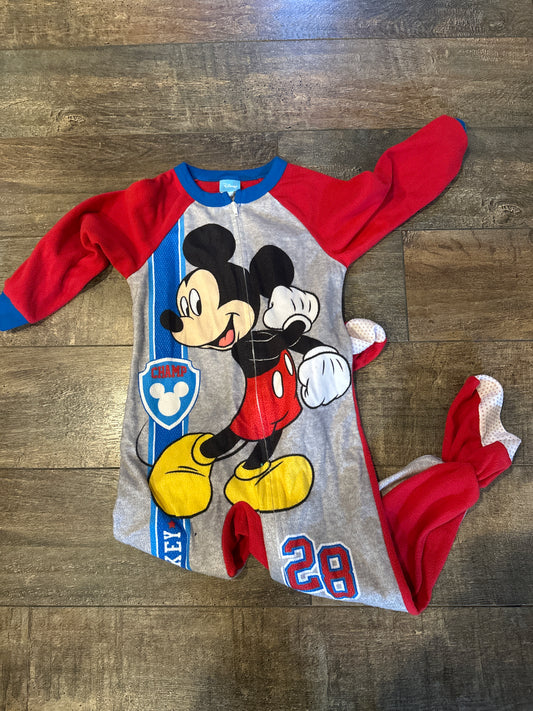 #81b Disney Mickey Mouse 4t fleece footed pajama- good condition