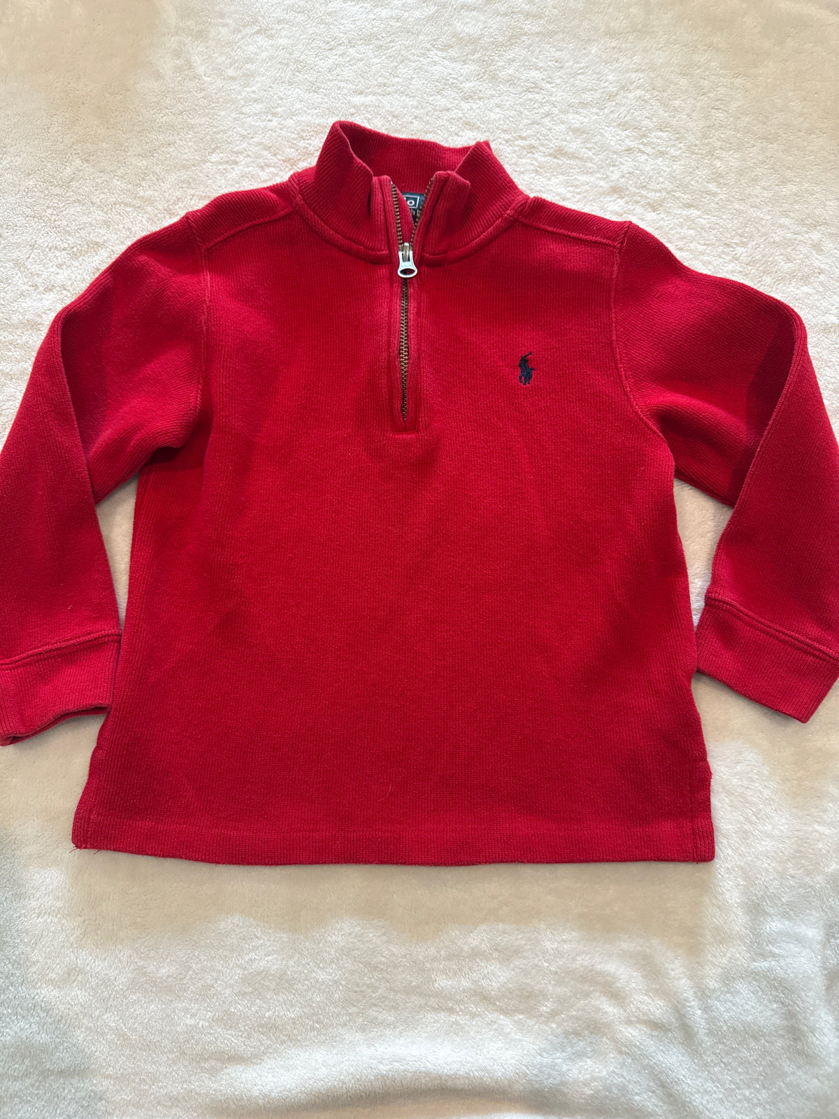 #81 Boys 5 Polo RL red quarter zip