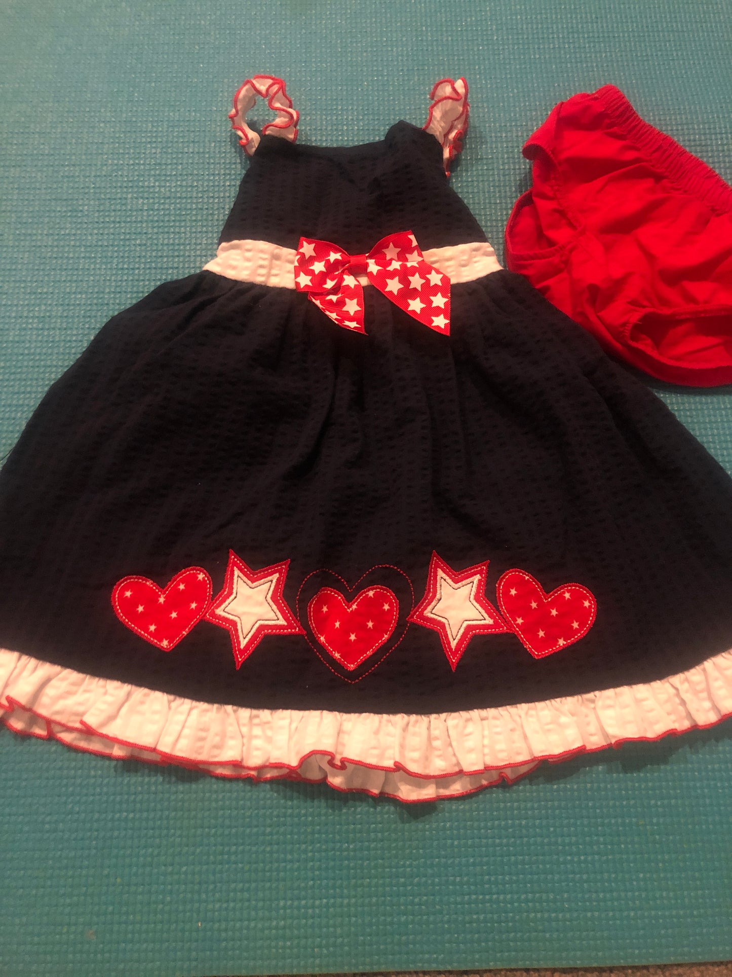 18m Navy, red & white dress with bloomers