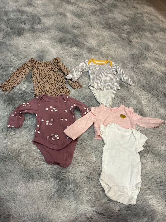 SCO46-long sleeve onesies-girls-newborn-4 pack