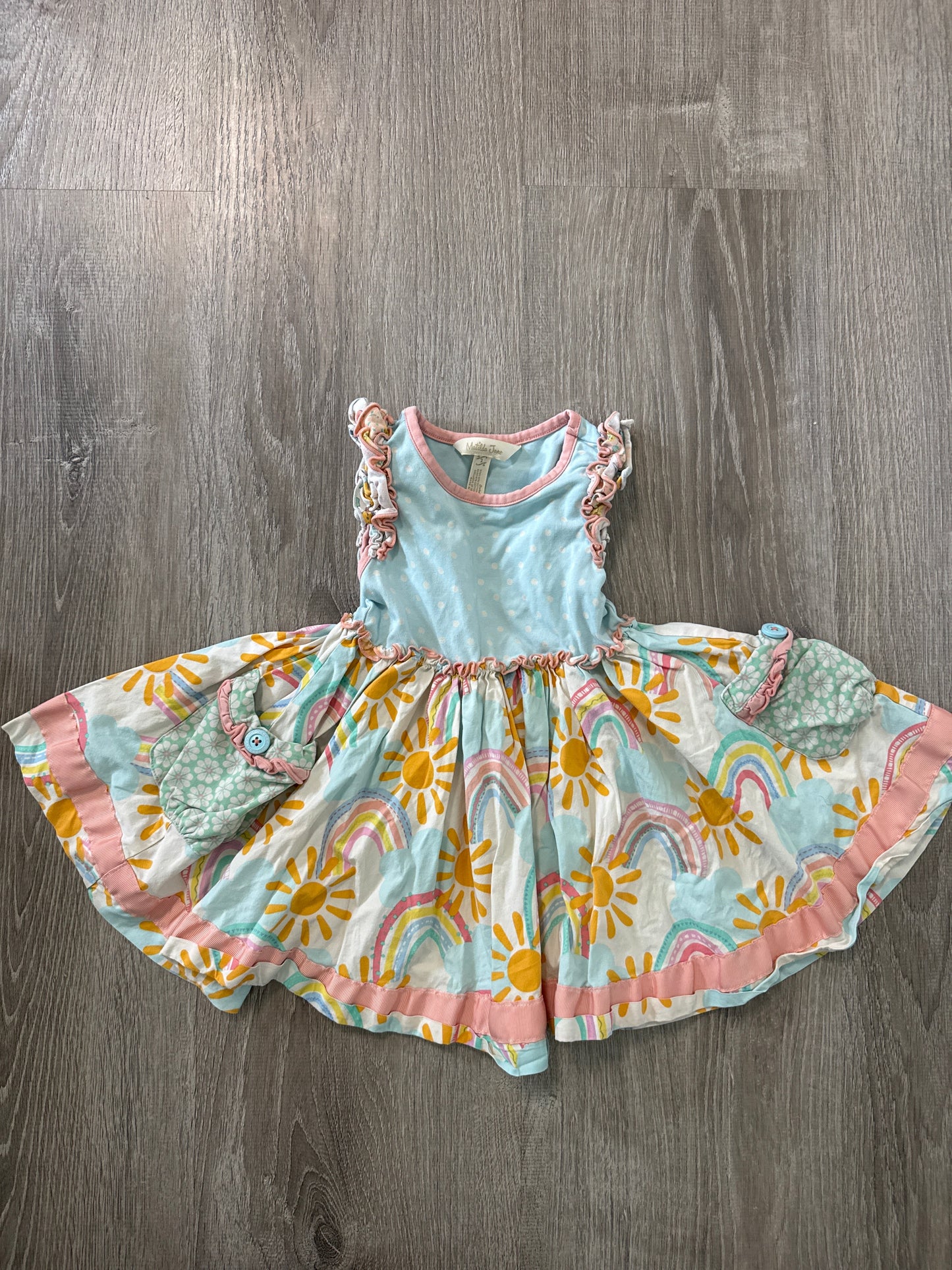 #149 Girls size 2 Matilda Jane Rainbow twirl dress