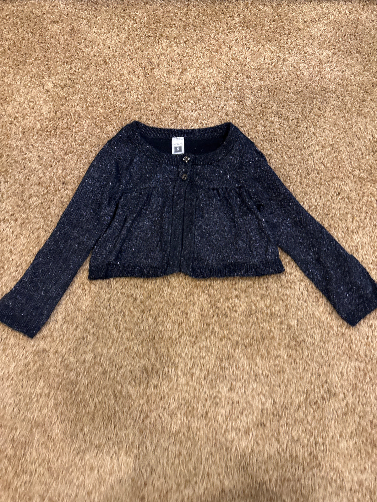 #47, girls 5T Carter’s sweater for over dress, black