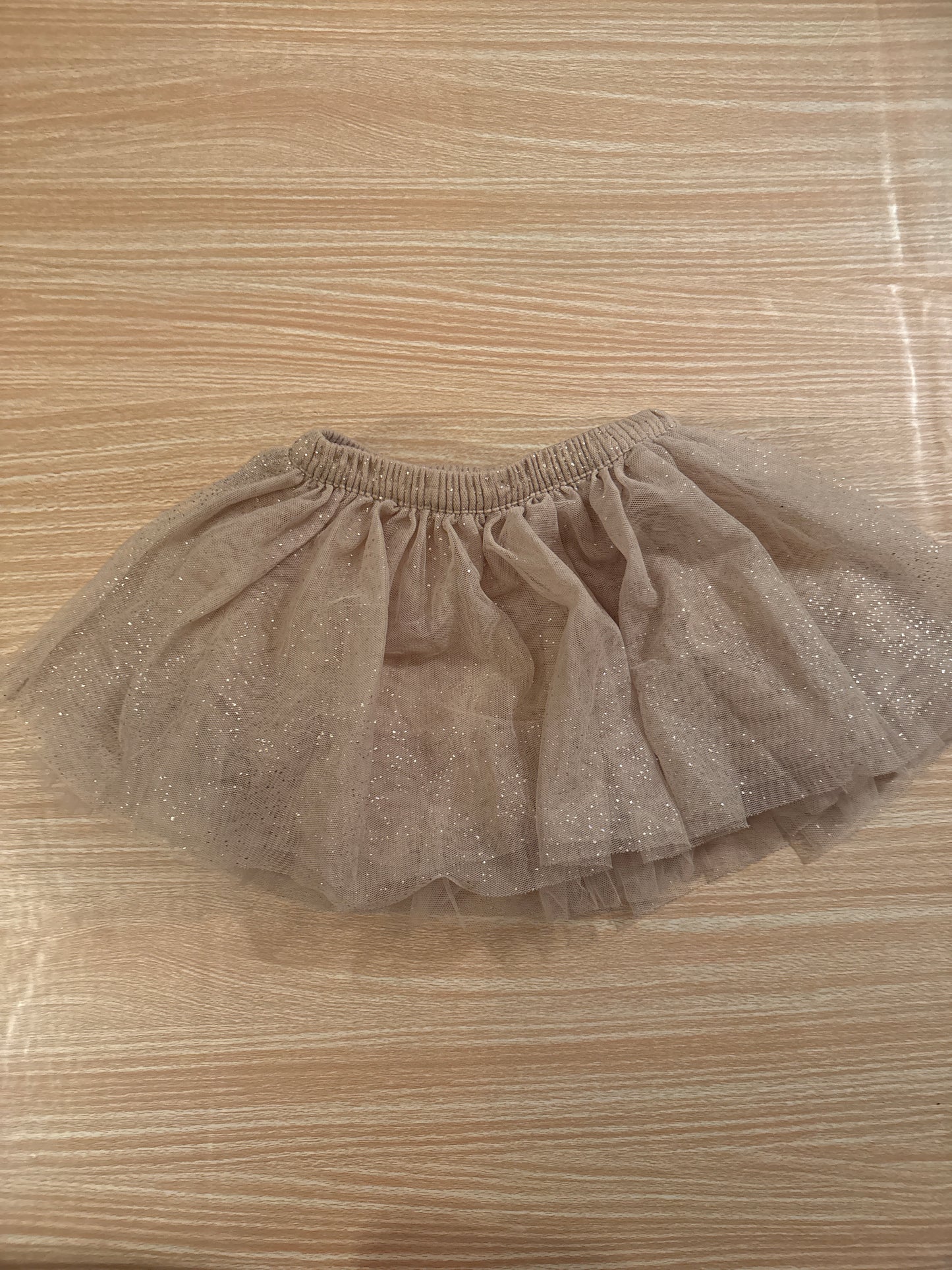 #102 Cherokee Girls Gold Sparkle Tulle Skirt 18 Months