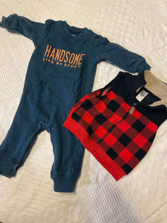 Seller #57 12 month fleece vest and romper