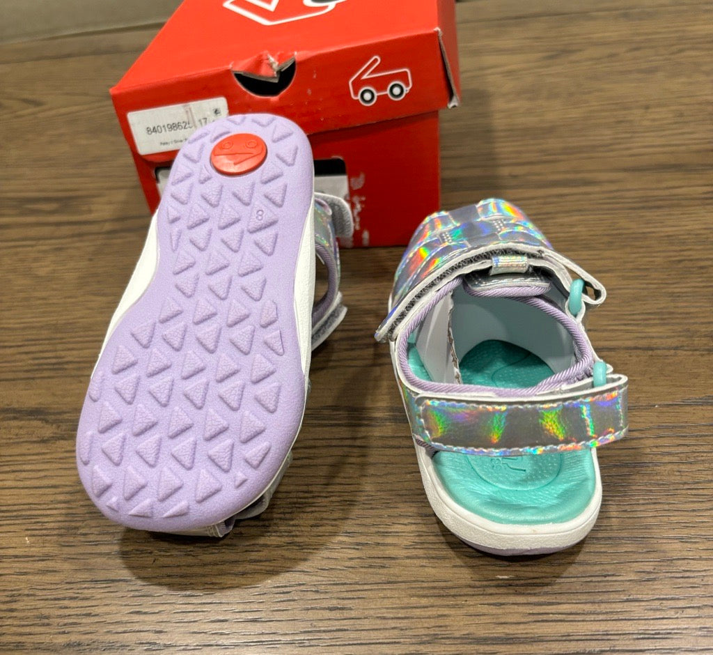 See Kai Run Kids Paley II Silver Shimmer Girl's Sandal Shoes Toddler/Little Kid Size 8 - New in Box