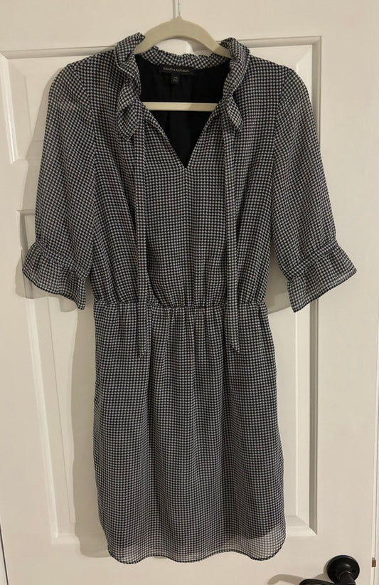 Banana Republic Houndstooth Black and White Dress - Women's Size Extra Small