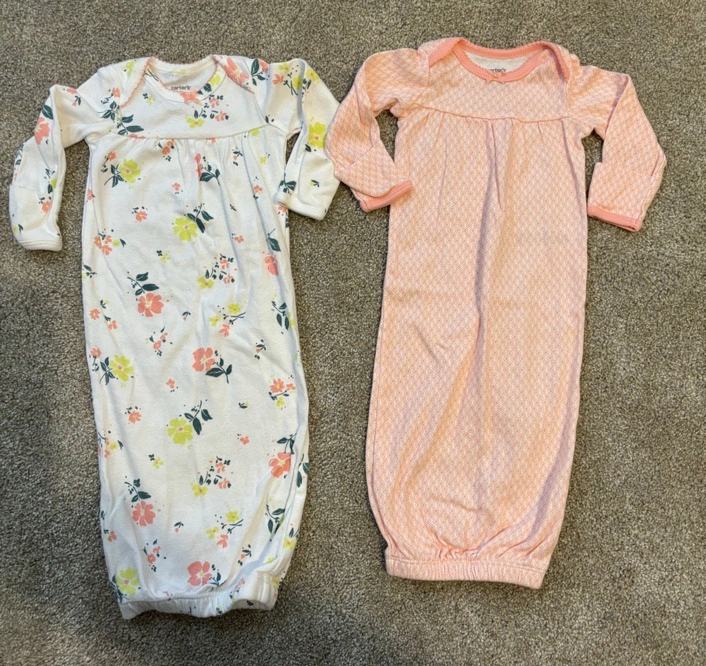 Bundle of Carter's Baby Girl Sleeping Gowns - 0-6 Months