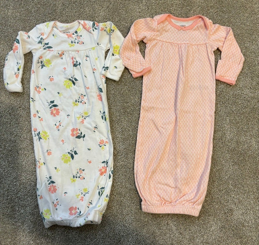 Bundle of Carter's Baby Girl Sleeping Gowns - 0-6 Months