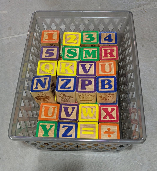 Seller 123 - 1.5 half in square Wood Alphabet Blocks (not full alphabet - set of 40) - reduced