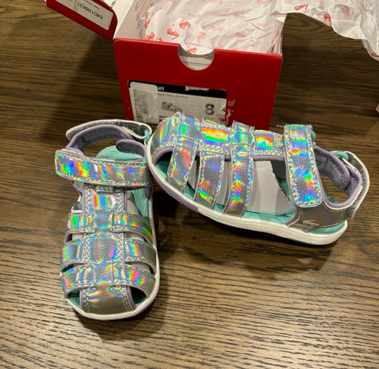 See Kai Run Kids Paley II Silver Shimmer Girl's Sandal Shoes Toddler/Little Kid Size 8 - New in Box