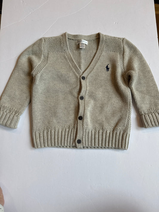 Seller #216 Boys Polo Ralph Lauren khaki cardigan, sz 24 mos EUC